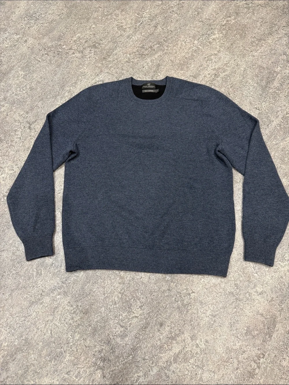 Mack Weldon Tech Cashmere Blue Crew Neck Sweater Sz L EUC
